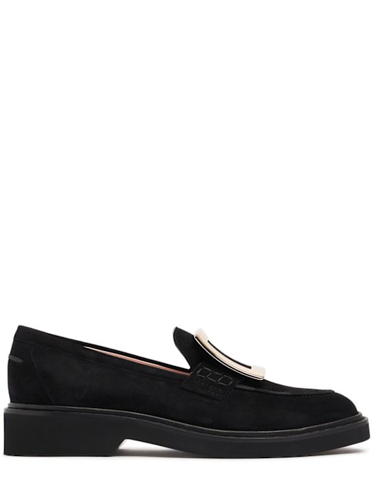 Roger Vivier: 25mm Viv Rangers suede loafers - women_0 | Luisa Via Roma