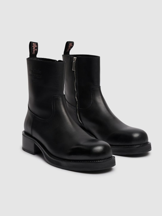 Acne Studios: Besare leather ankle boots - Black - men_3 | Luisa Via Roma
