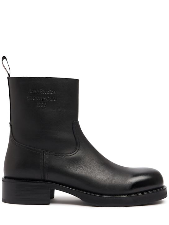Acne Studios: Besare leather ankle boots - Black - men_0 | Luisa Via Roma