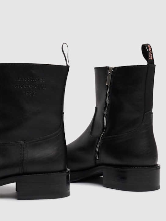Acne Studios: Besare leather ankle boots - Black - men_4 | Luisa Via Roma