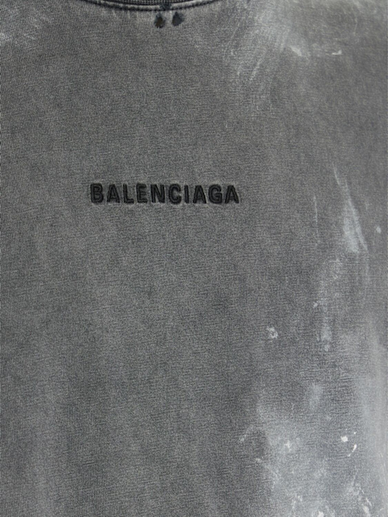 Balenciaga: Vintage washed cotton t-shirt - Washed Black - men_4 | Luisa Via Roma