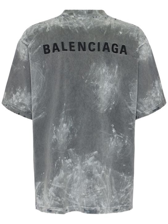 Balenciaga: Vintage washed cotton t-shirt - Washed Black - men_3 | Luisa Via Roma