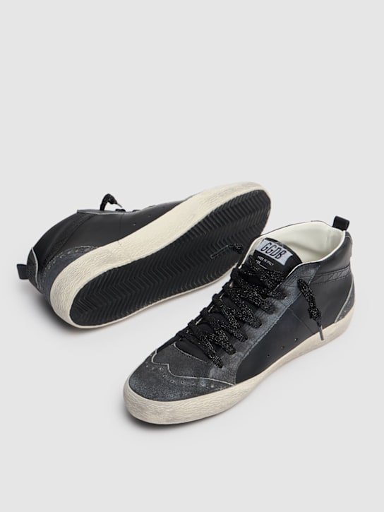 Golden Goose: 20毫米Mid Star皮革运动鞋 - 黑色 - women_3 | Luisa Via Roma
