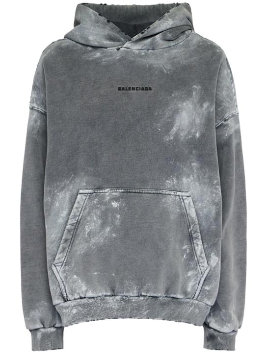 Balenciaga: Vintage washed cotton hoodie - Washed Black - women_0 | Luisa Via Roma