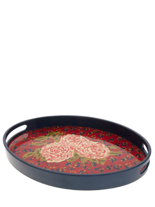 LISA CORTI: Leopard Flower Red lacquered tray - ecraft_0 | Luisa Via Roma