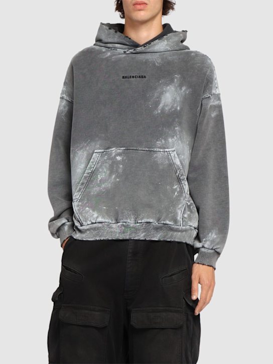Balenciaga: Vintage washed cotton hoodie - Washed Black - men_2 | Luisa Via Roma