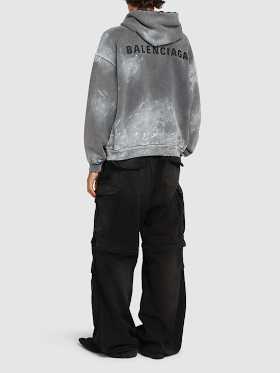Balenciaga: Vintage washed cotton hoodie - Washed Black - men_1 | Luisa Via Roma