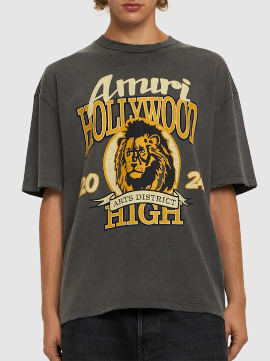 Amiri: High Lion Skater t-shirt - Washed Black - men_2 | Luisa Via Roma