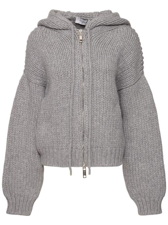 Sportmax: Epica chunky knit zip cardigan w/ hood - women_0 | Luisa Via Roma