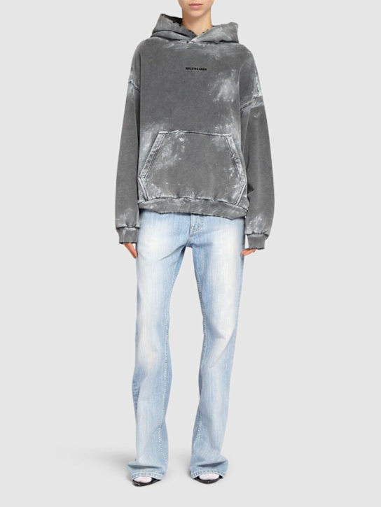 Balenciaga: Vintage washed cotton hoodie - Washed Black - women_1 | Luisa Via Roma