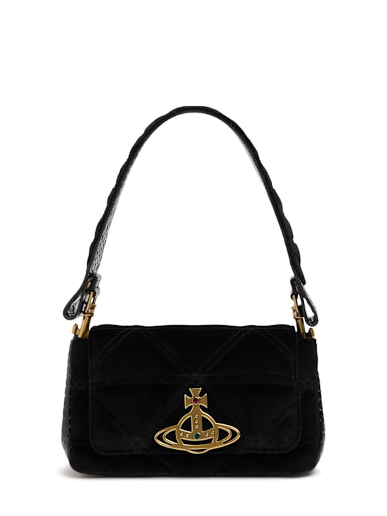 Vivienne Westwood: Medium Hazel quilted velvet shoulder bag - women_0 | Luisa Via Roma