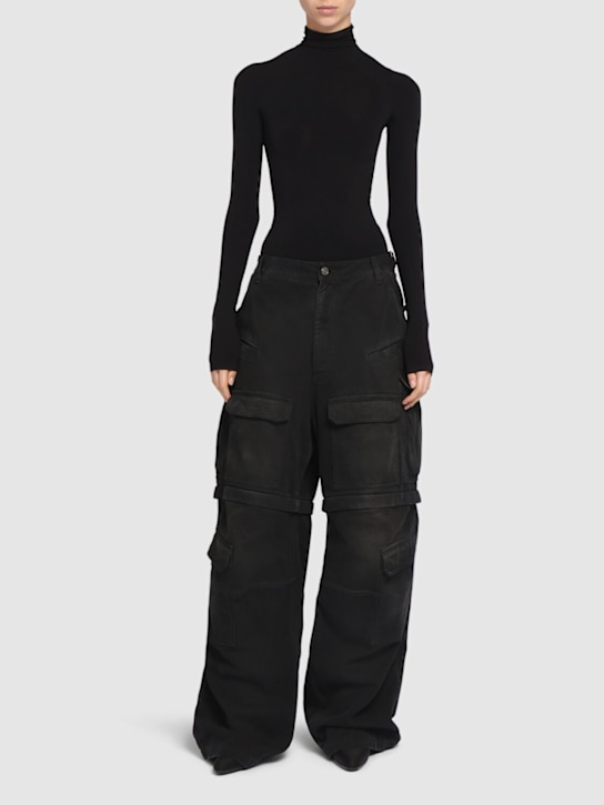 Balenciaga: 漂白棉质工装裤 - 漂白黑 - women_1 | Luisa Via Roma