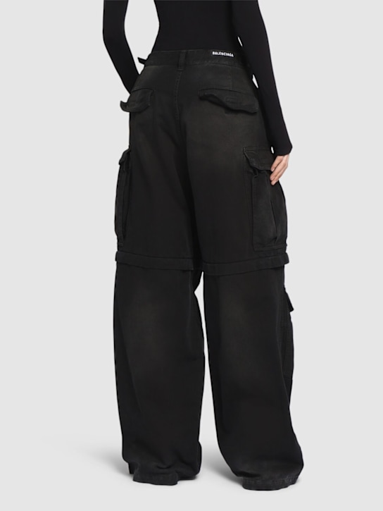 Balenciaga: 漂白棉质工装裤 - 漂白黑 - women_2 | Luisa Via Roma