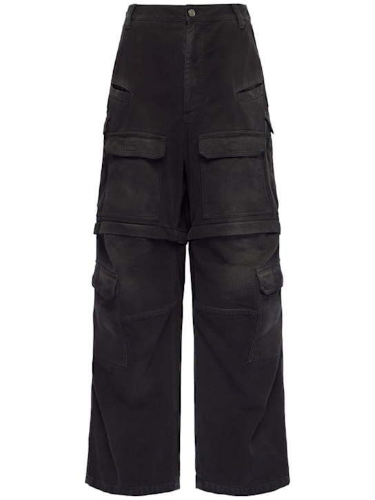 Balenciaga: 漂白棉质工装裤 - 漂白黑 - women_0 | Luisa Via Roma