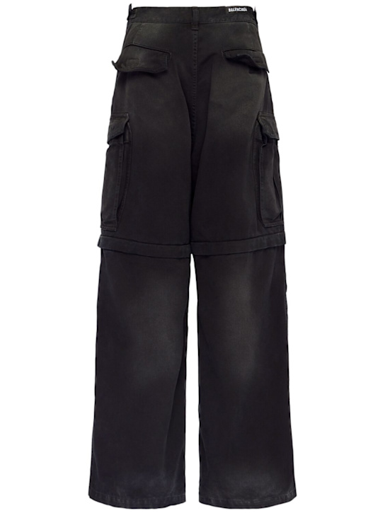 Balenciaga: 漂白棉质工装裤 - 漂白黑 - women_3 | Luisa Via Roma