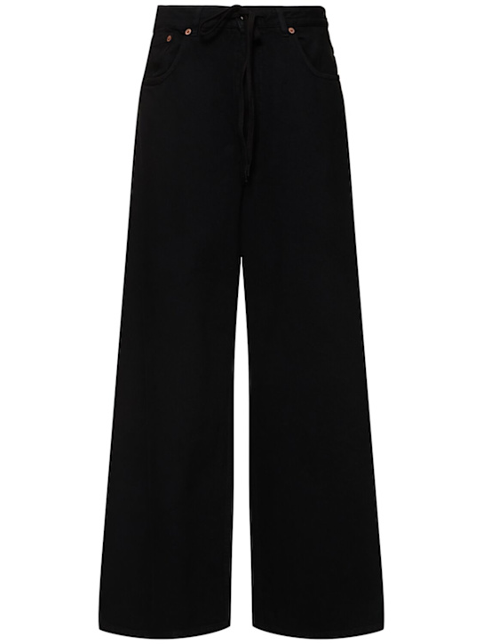 MM6 Maison Margiela: Mid rise wide leg denim jeans - women_0 | Luisa Via Roma