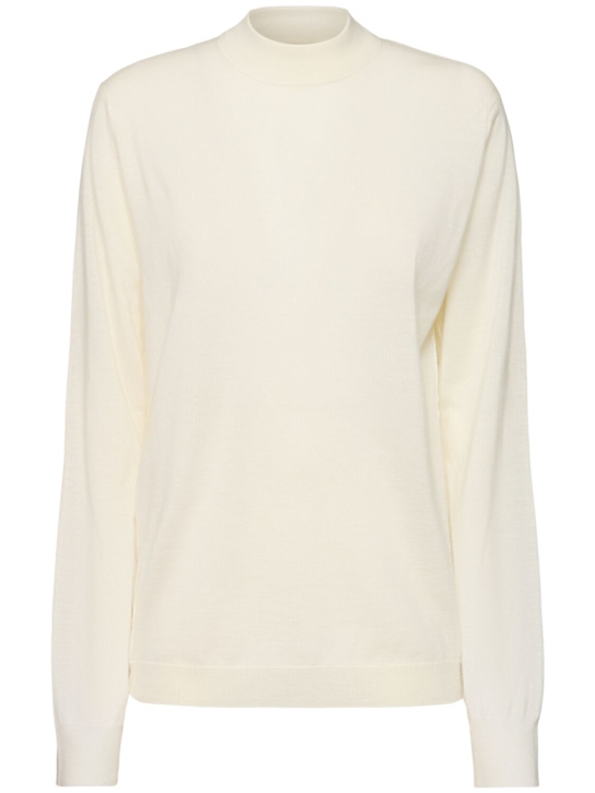 Maison Margiela: Wool knit crewneck sweater - women_0 | Luisa Via Roma