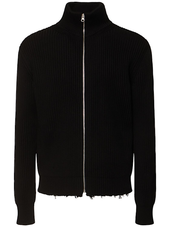 MM6 Maison Margiela: Camionneur zip-up knit jacket - men_0 | Luisa Via Roma