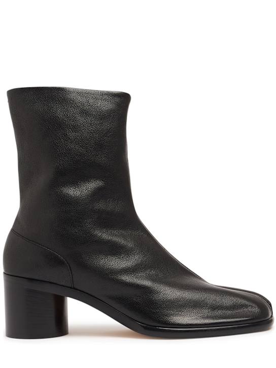 Maison Margiela: 60mm Tabi leather boots - Black - men_0 | Luisa Via Roma