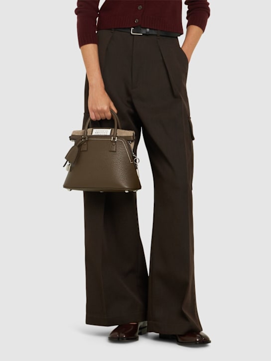 Maison Margiela: Mini 5Ac Classique grainy leather bag - Bark - women_1 | Luisa Via Roma