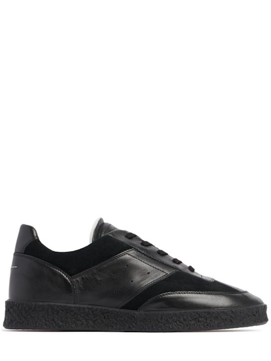 MM6 Maison Margiela: Leather low top sneakers - men_0 | Luisa Via Roma