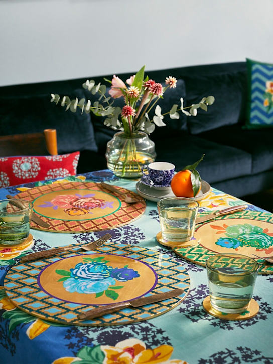 LISA CORTI: Bold Rose placemat w/ gold leaf - ecraft_1 | Luisa Via Roma