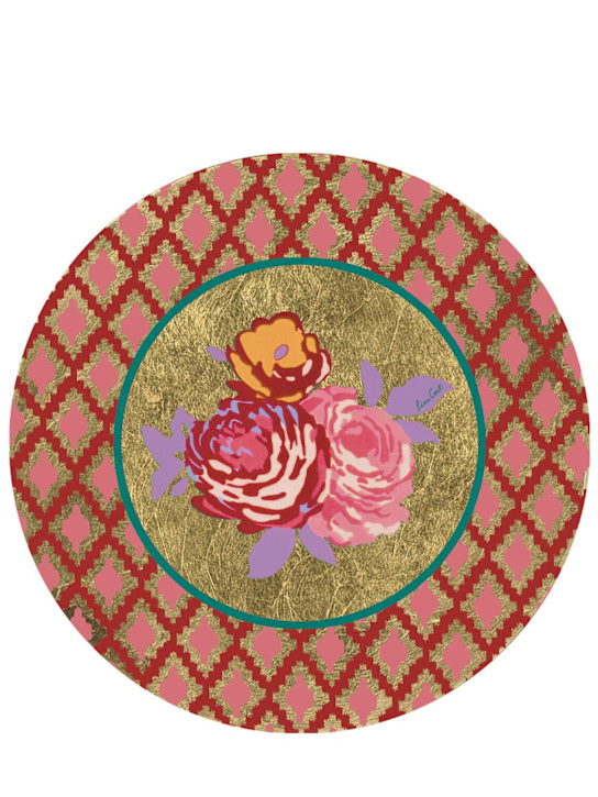 LISA CORTI: Bold Rose placemat w/ gold leaf - ecraft_0 | Luisa Via Roma