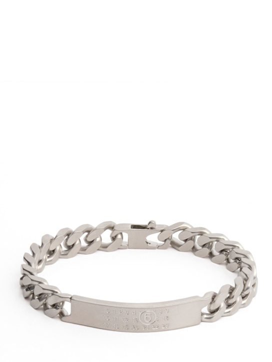 MM6 Maison Margiela: Bracciale a catena MM6 con logo minimal - men_0 | Luisa Via Roma