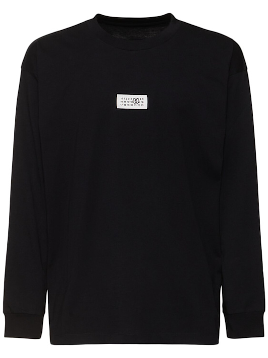 MM6 Maison Margiela: Long sleeve logo t-shirt - men_0 | Luisa Via Roma