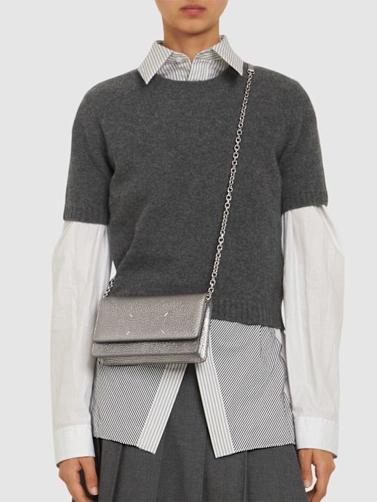 Maison Margiela: Medium metallized grainy leather bag - women_1 | Luisa Via Roma
