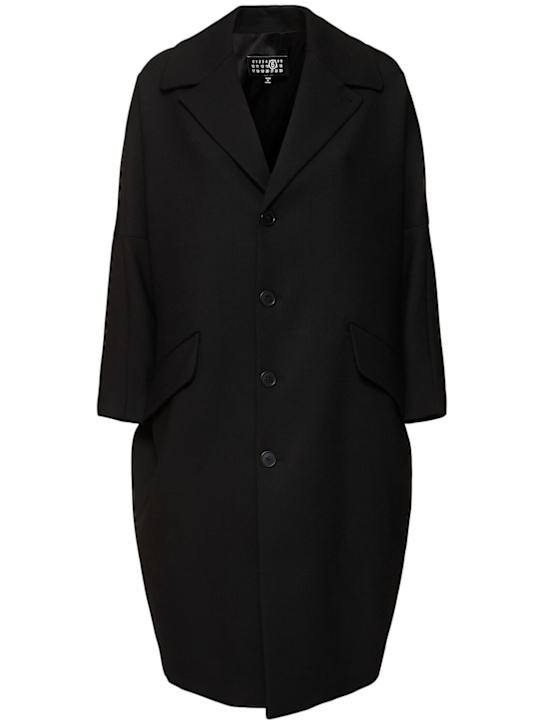 MM6 Maison Margiela: Heavy wool blend gabardine coat - women_0 | Luisa Via Roma