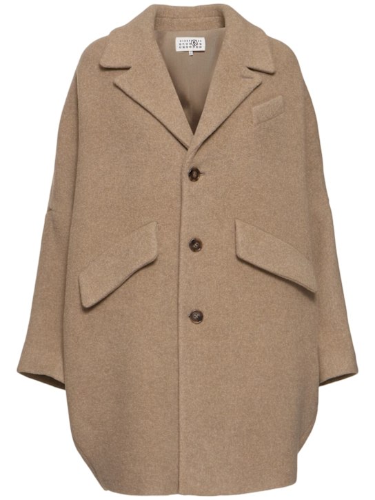 MM6 Maison Margiela: Wool blend felt coat - women_0 | Luisa Via Roma