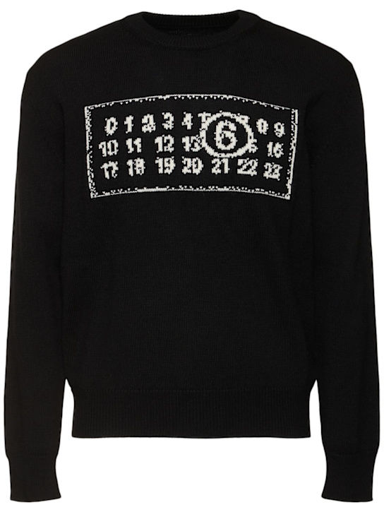 MM6 Maison Margiela: Logo crewneck sweater - men_0 | Luisa Via Roma