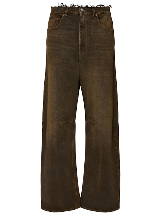 MM6 Maison Margiela: Raw cut 5-pocket denim jeans - men_0 | Luisa Via Roma