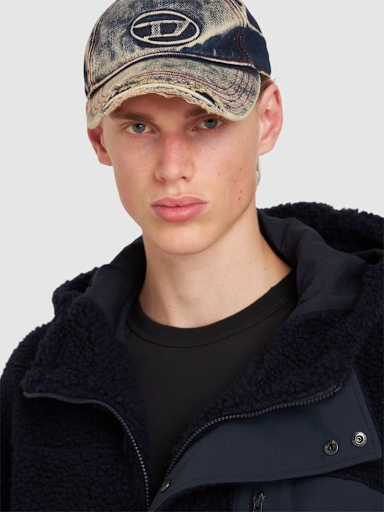 Diesel: C-Seymon washed cotton baseball cap - Blue/Beige - men_1 | Luisa Via Roma