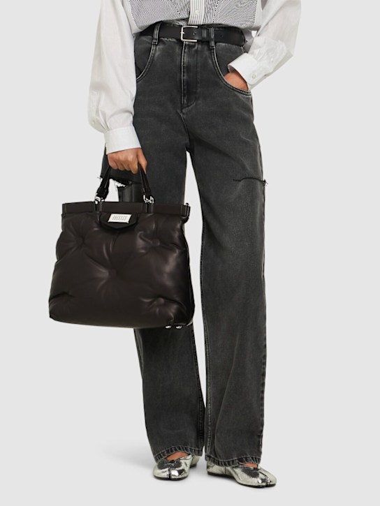 Maison Margiela: Medium Glam Slam leather shopping bag - Black - women_1 | Luisa Via Roma