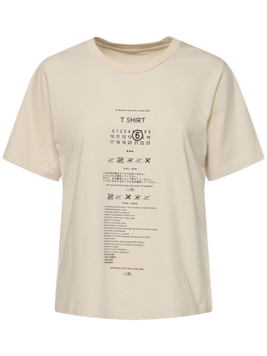 MM6 Maison Margiela: Logo cotton jersey t-shirt - women_0 | Luisa Via Roma