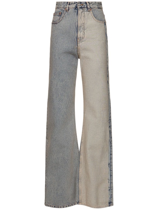 MM6 Maison Margiela: Mid rise straight cotton jeans - women_0 | Luisa Via Roma