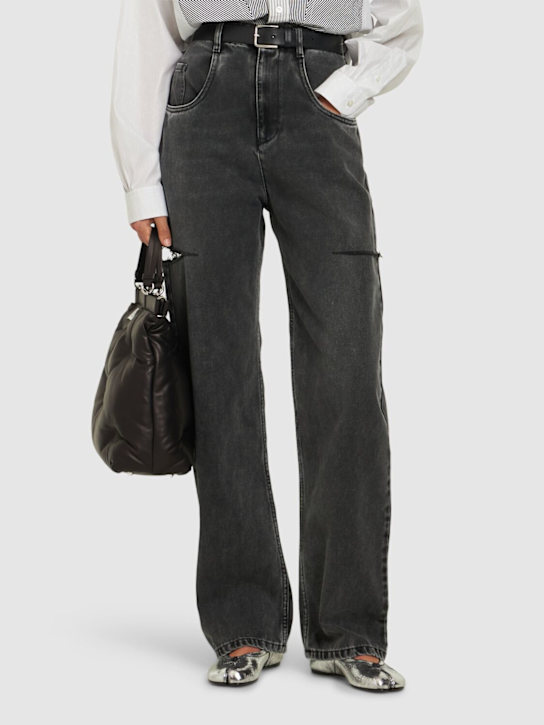 Maison Margiela: 10mm Tabi cracklé leather ballerina flat - women_1 | Luisa Via Roma