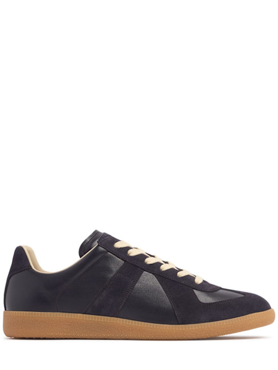 Maison Margiela: Replica leather & suede sneakers - men_0 | Luisa Via Roma