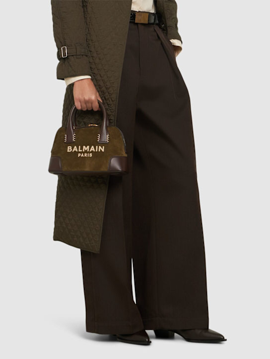 Balmain: B-army Dome suede top handle bag - women_1 | Luisa Via Roma