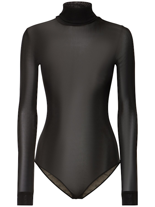 Maison Margiela: 粘胶纤维平纹针织高领连体衣 - women_0 | Luisa Via Roma