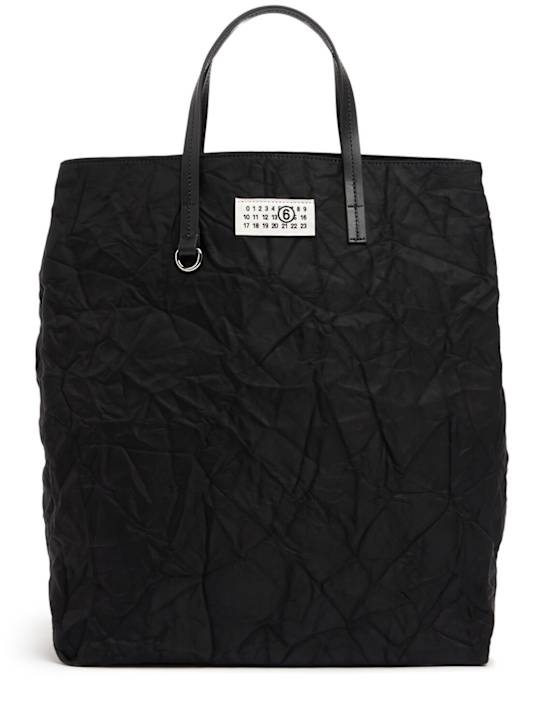 MM6 Maison Margiela: Borsa shopping in nylon craclé - women_0 | Luisa Via Roma