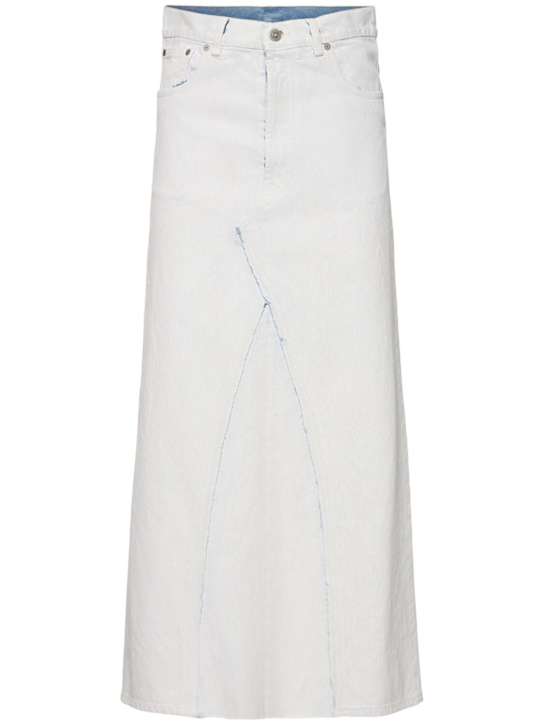 Maison Margiela: Coated denim long skirt - women_0 | Luisa Via Roma