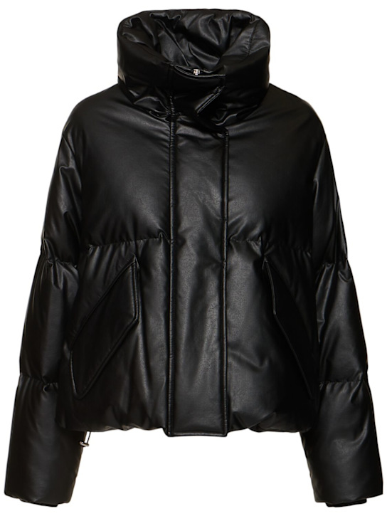 MM6 Maison Margiela: Faux leather down jacket - women_0 | Luisa Via Roma