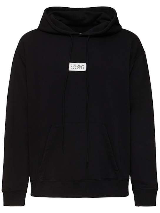 MM6 Maison Margiela: Unbrushed jersey hoodie - men_0 | Luisa Via Roma