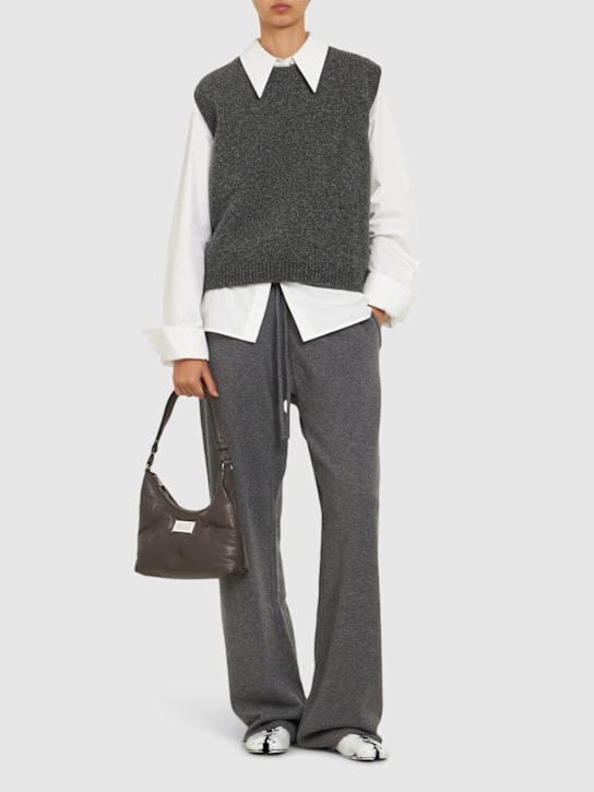 Maison Margiela: Cashmere blend elastic waist wide pants - women_1 | Luisa Via Roma