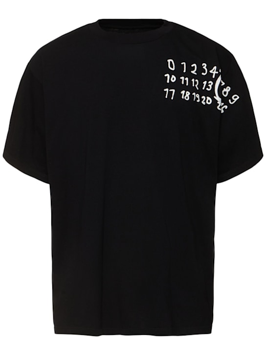 MM6 Maison Margiela: Glow-in-the-dark logo cotton t-shirt - men_0 | Luisa Via Roma