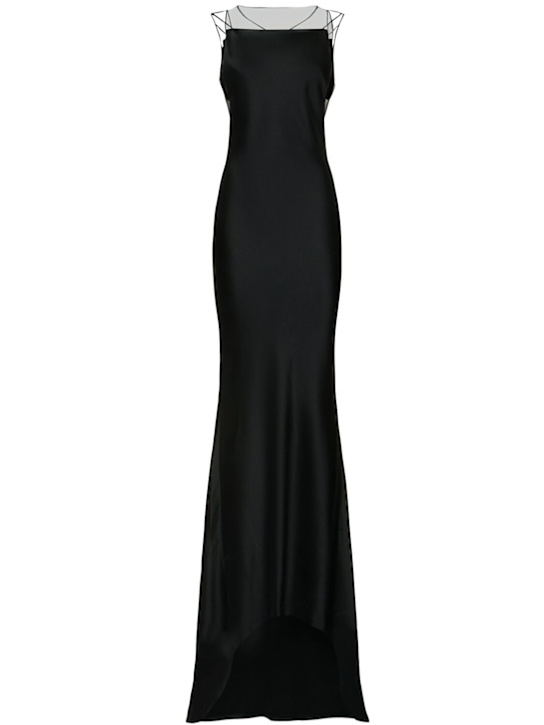 Satin & mesh open back gown - Thumbnail 1