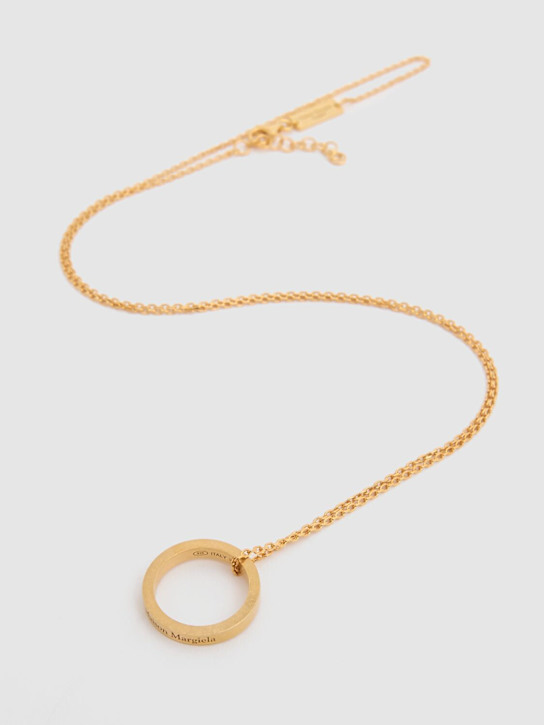 Maison Margiela: Logo engraved ring charm necklace - men_1 | Luisa Via Roma